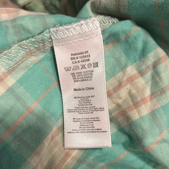 Jachs Girlfriend Women’s Ombré Green Plaid LS Snap Front Cotton Shirt Large - Picture 9 of 9